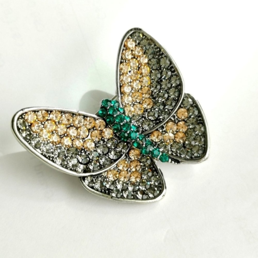 NEW, crystal MOD butterfly champagne and green